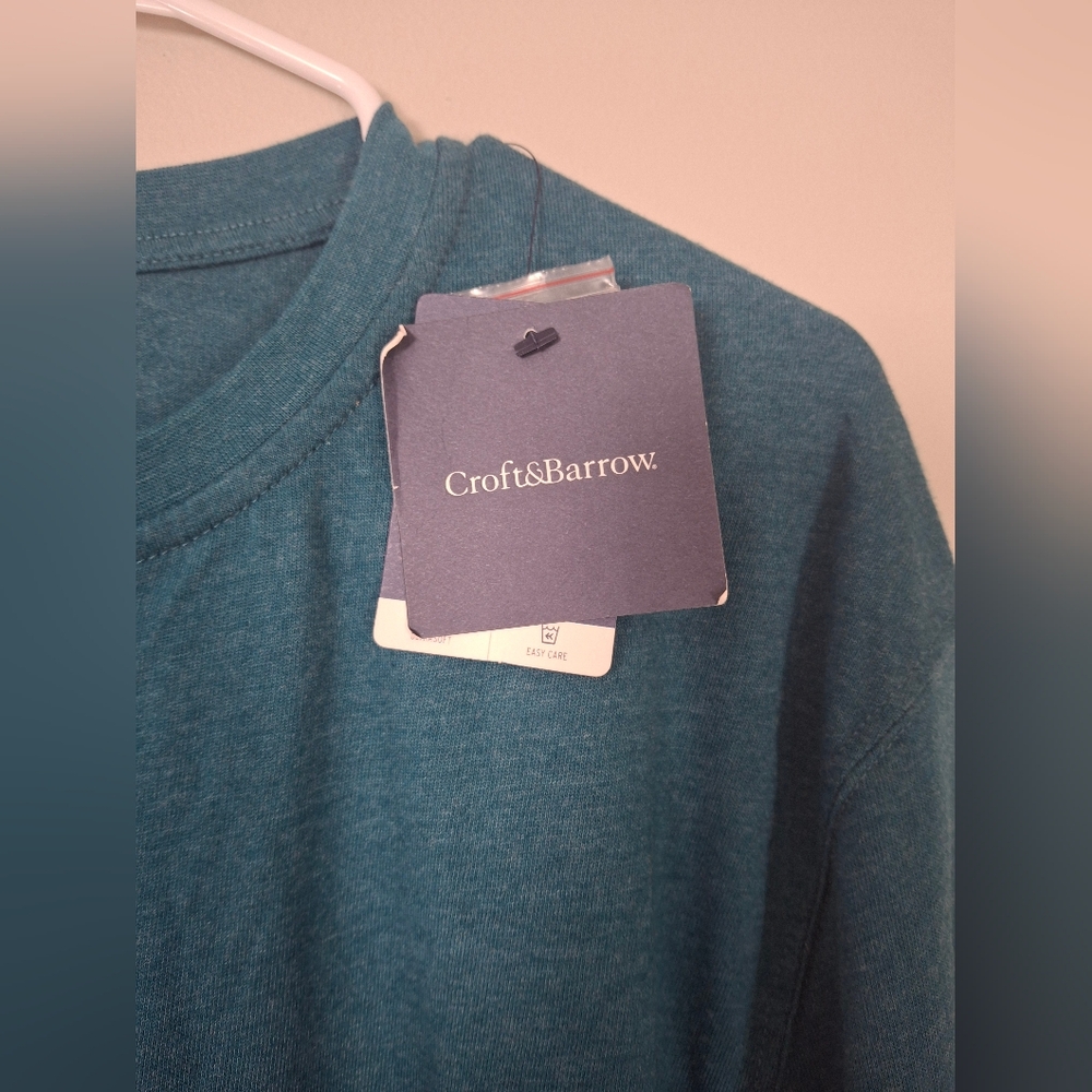 croft & barrow Men's Blue Henley Long Sleeve Shirt.Size L - Picture 2 of 6